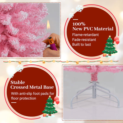 6 FT Artificial Christmas Tree with 460 Branch Tips and Folding Metal Stand