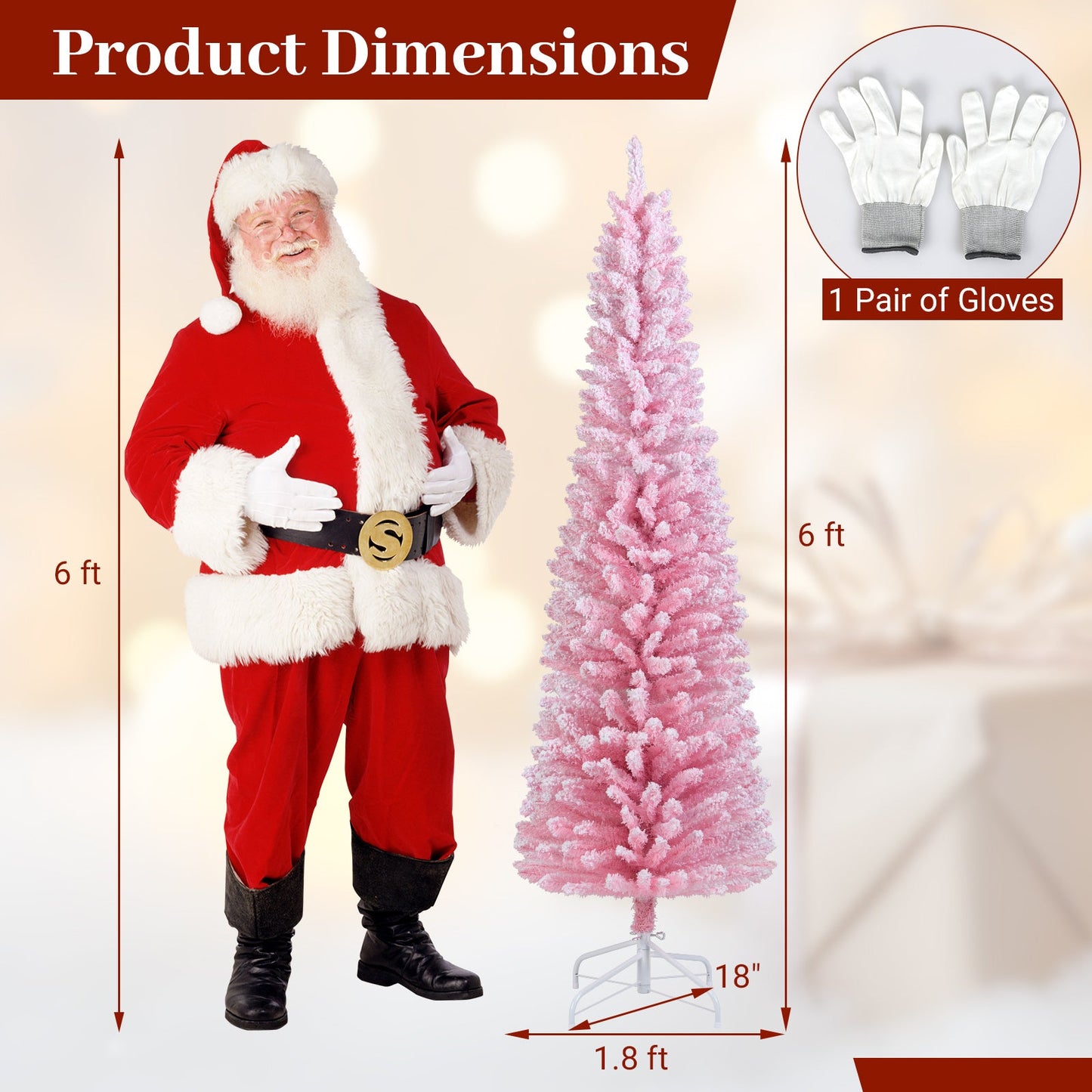6 FT Artificial Christmas Tree with 460 Branch Tips and Folding Metal Stand