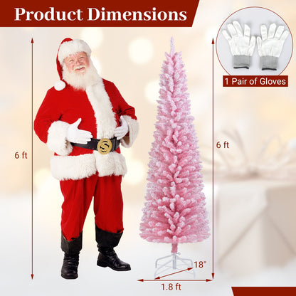 6 FT Artificial Christmas Tree with 460 Branch Tips and Folding Metal Stand