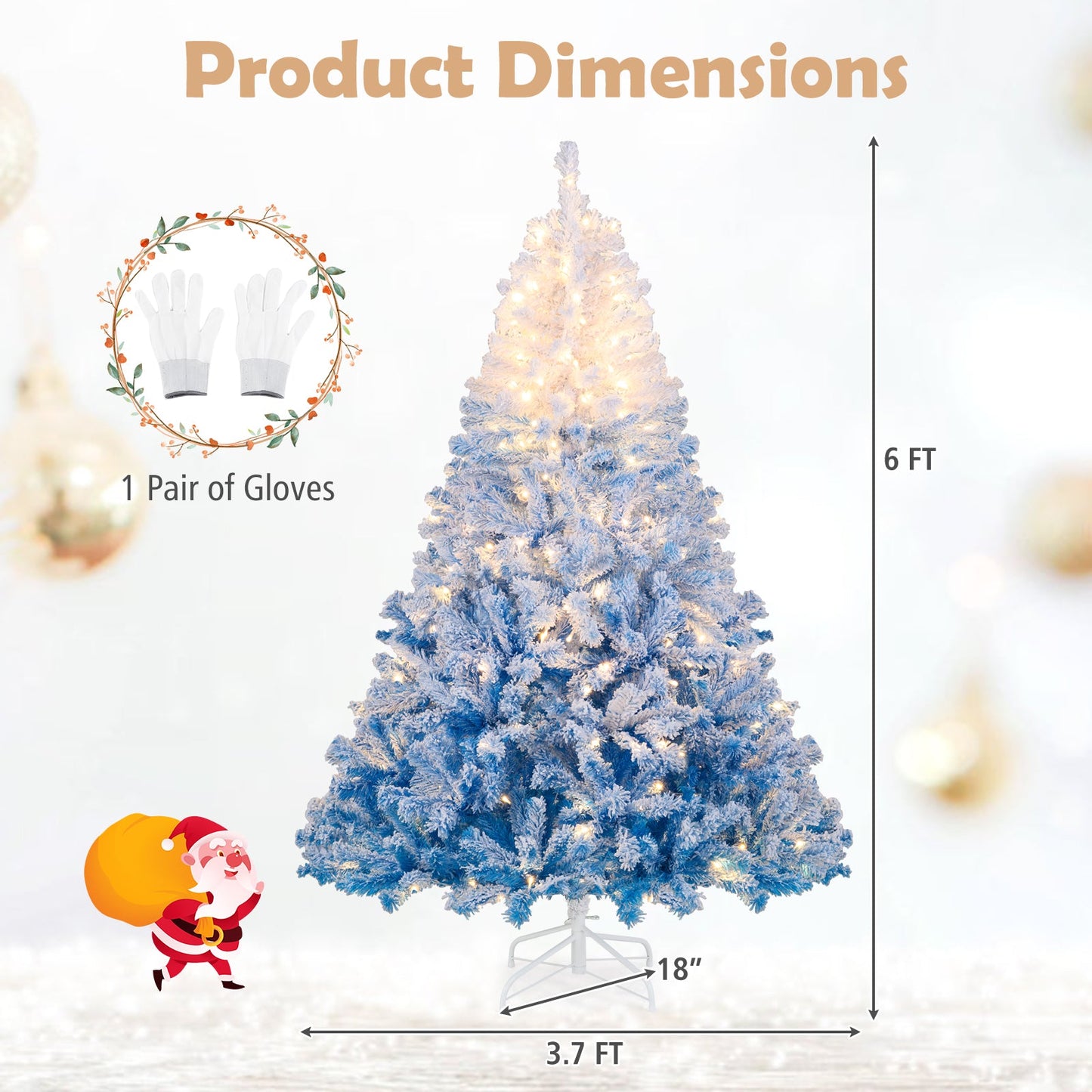 5/6/7/8 FT Artificial Christmas Tree with Warm White LED Lights and 8 Modes