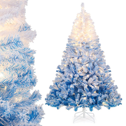 5/6/7/8 FT Artificial Christmas Tree with Warm White LED Lights and 8 Modes
