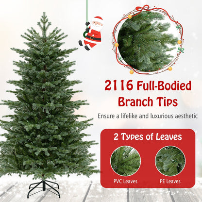 5/6/7 Feet Artificial Christmas Tree with 1426/2116/3156 Lush PVC and 200/300/400 Warm White LED Lights
