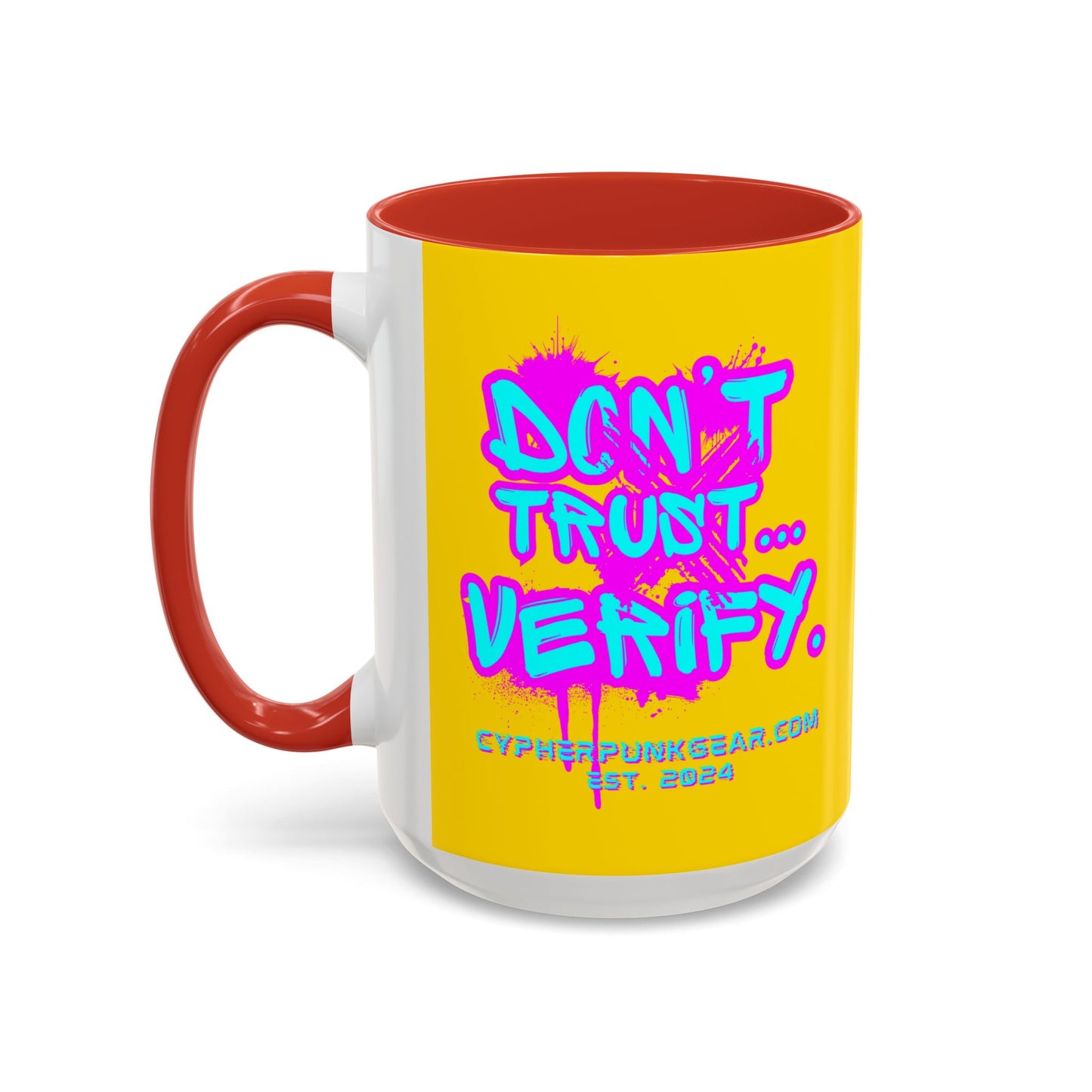 Don't Trust...Verify. Yellow Accent Mug by cypherpunkgear.com