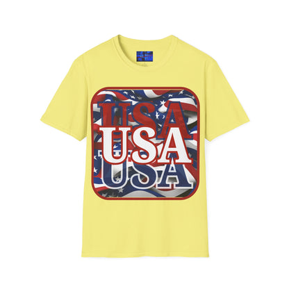 ¡EE.UU! ¡EE.UU! ¡EE.UU! ¡Patriota por cypherpunkgear! Camiseta unisex de estilo suave