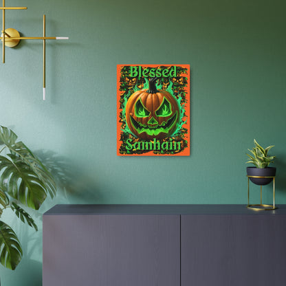 Blessed Samhain Green Jack Metal Art Sign by CreepyCrafts.boo