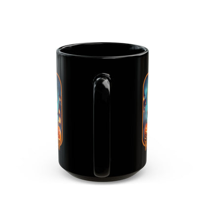 Happy Halloween Little Witch Orange font Black Mug by CreepyCrafts.boo