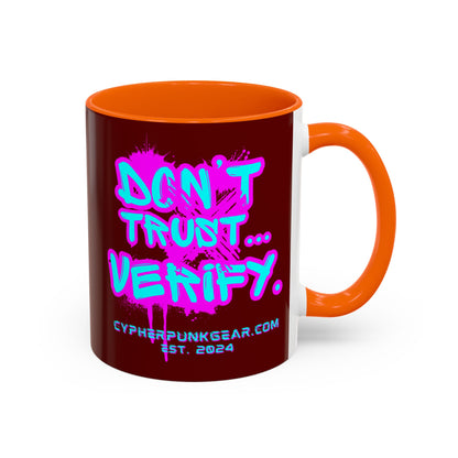 Don't Trust...Verify. Red Accent Mug by cypherpunkgear.com