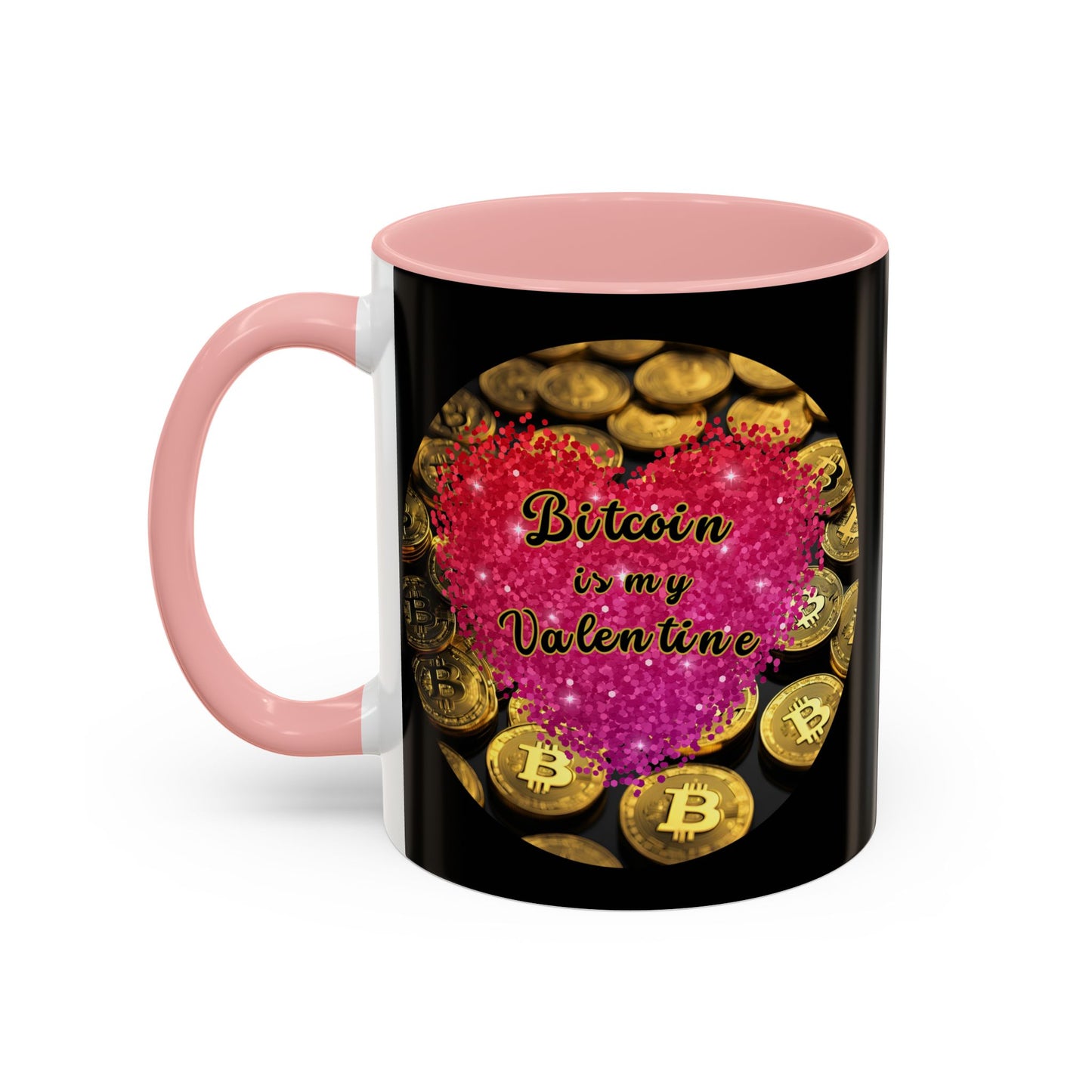 Bitcoin is My Valentine Black Accent Mug by cypherpunkgear.com