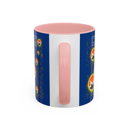 Monero (XMR) don't assume your freedoms are assured Blue Accent Mug by cypherpunkgear.com