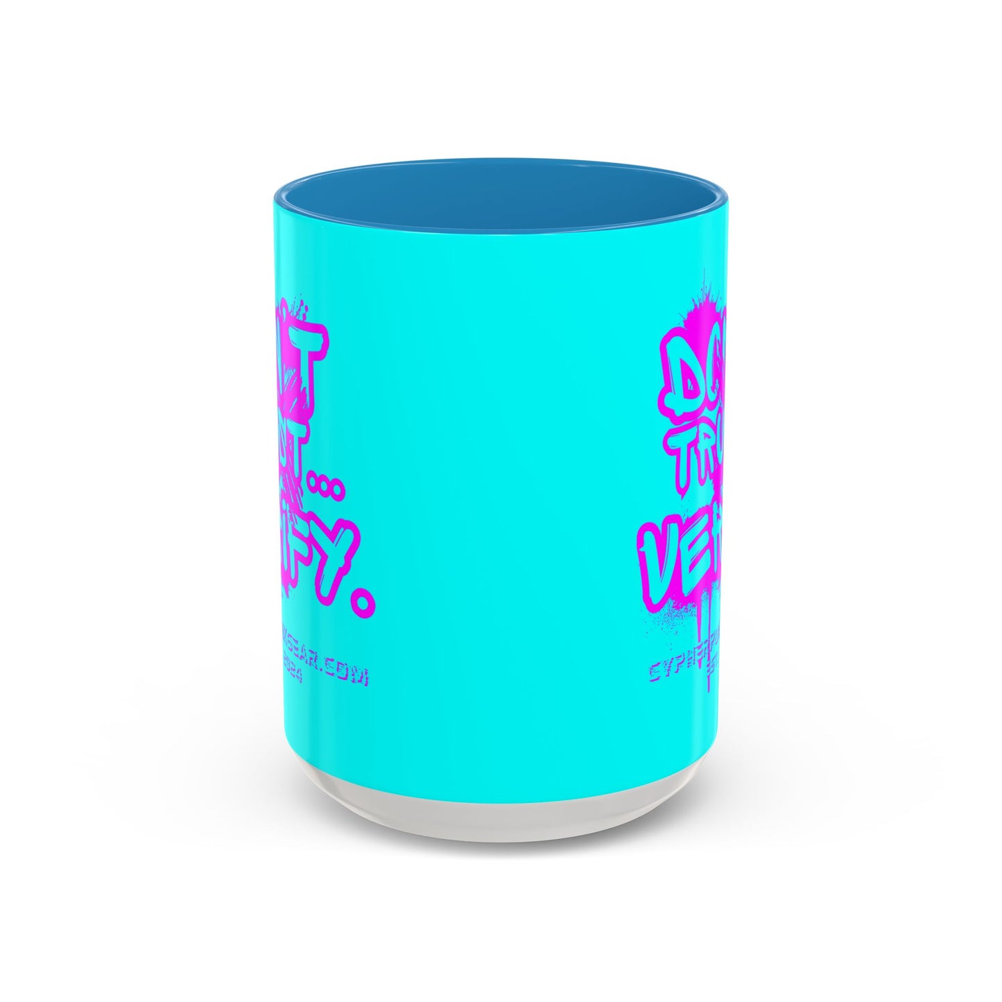 Don't Trust...Verify. Cyan Accent Mug by cypherpunkgear.com