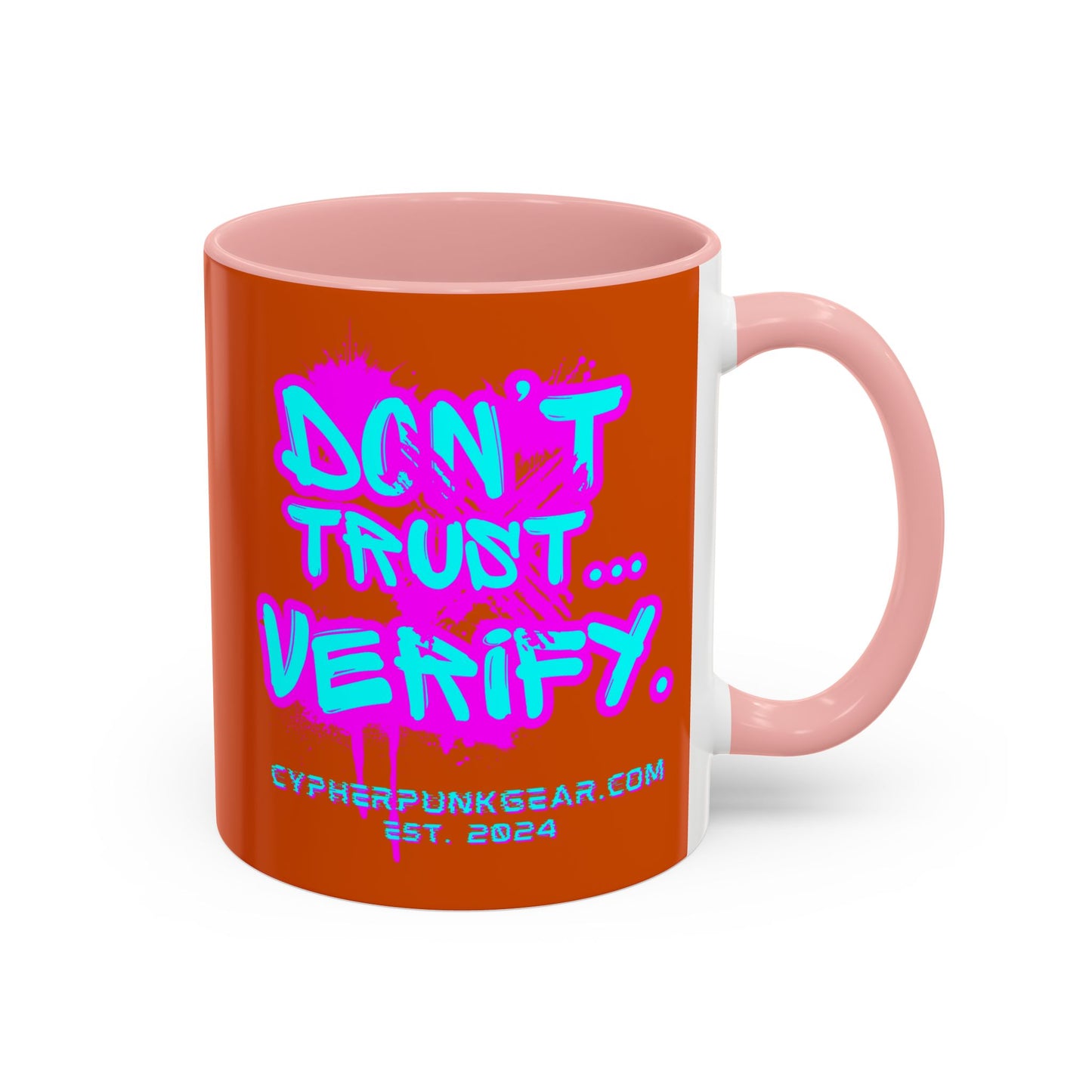Don't Trust...Verify. Orange Accent Mug by cypherpunkgear.com