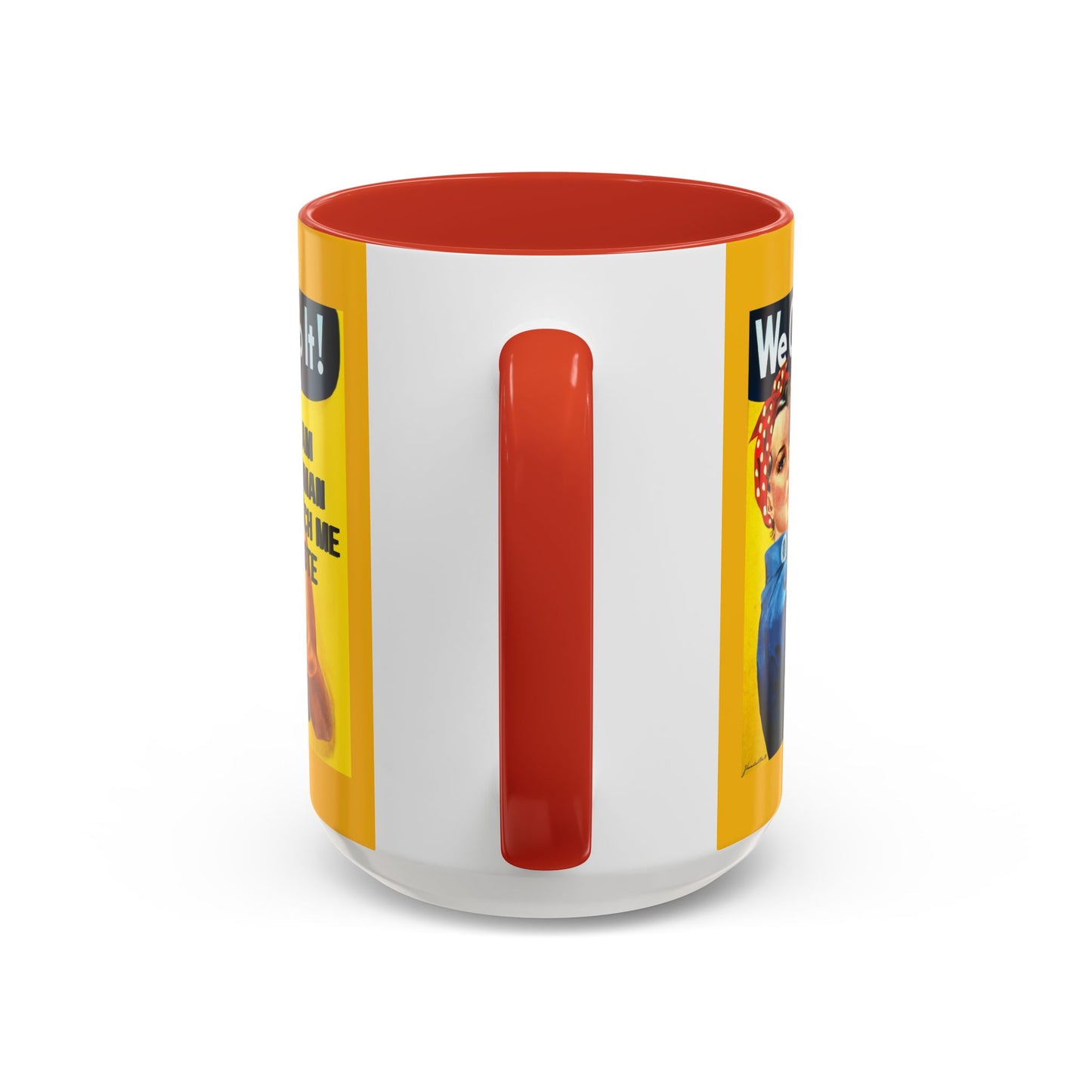 I Am Woman Watch Me Vote Rosie Yellow Accent Mug by cypherpunkgear.com