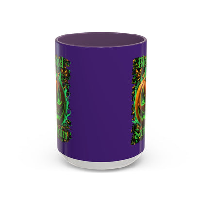 Blessed Samhain Green Jack Purple Accent Mug by CreepyCrafts.boo