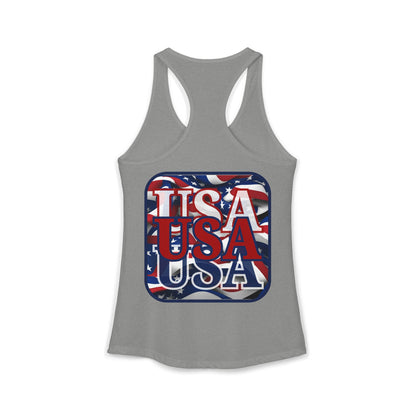 2-sided RED White and Blue USA Patriot Women's Racerback Tank Top by cypherpunkgear.com