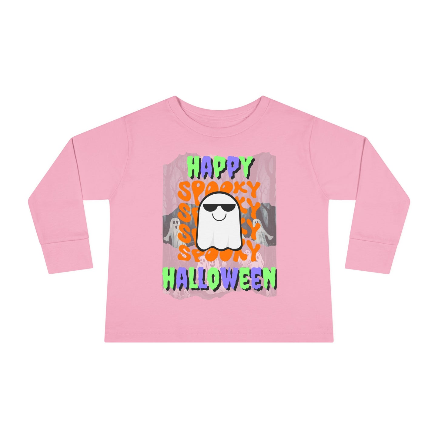 Spooky Happy Halloween Ghost MXfont Toddler Long Sleeve Tee by cypherpunkgear