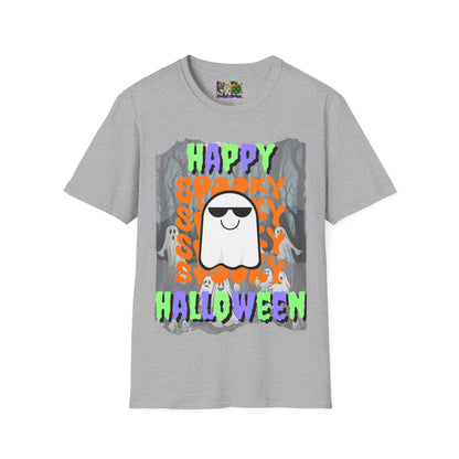 Spooky Happy Halloween Ghost Light colors Mixed font Unisex T-Shirt by CreepyCrafts.boo