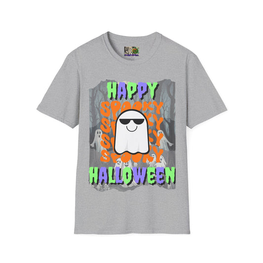 Spooky Happy Halloween Ghost Light colors Mixed font Unisex T-Shirt by CreepyCrafts.boo