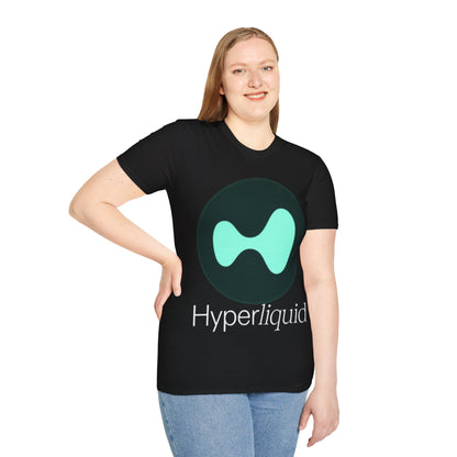Hyperliquid White font Unisex T-Shirt by cypherpunkgear.com