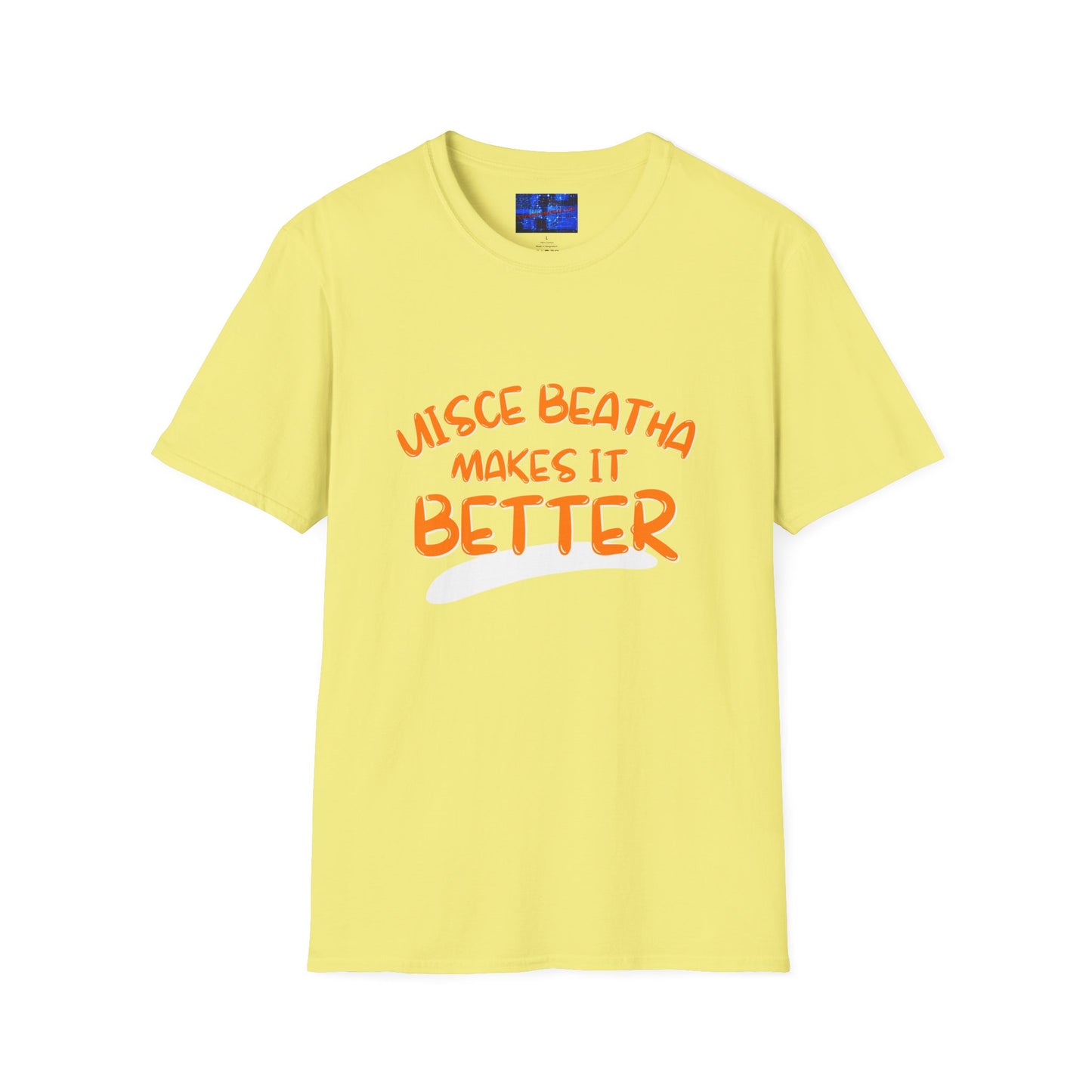 Uisce Beatha makes it better Orange font Light colors Unisex T-Shirt by cypherpunkgear.com