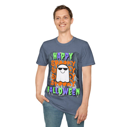 Spooky Happy Halloween Ghost MXfont Unisex T-Shirt by cypherpunkgear