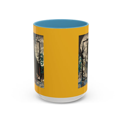 Yōkai Happy Halloween Yellow Accent Mug by CreepyCrafts.boo