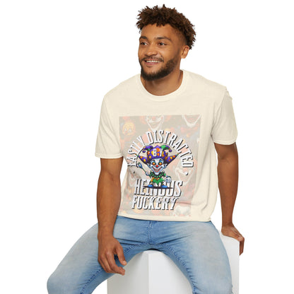 Easily Distracted by Heinous Fuckery Little Jincs LTcolors Unisex T-Shirt by cypherpunkgear.com