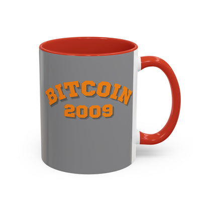 Bitcoin 2009 Grey Accent Mug by cypherpunkgear.com