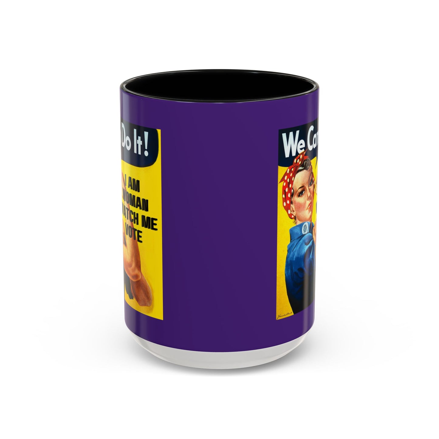 I Am Woman Watch Me Vote Rosie Purple Accent Mug by cypherpunkgear.com