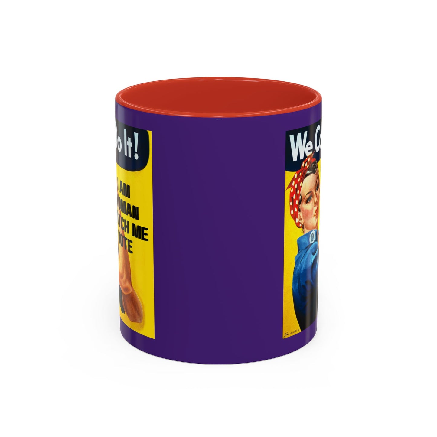 I Am Woman Watch Me Vote Rosie Dark Purple Accent Mug by cypherpunkgear.com