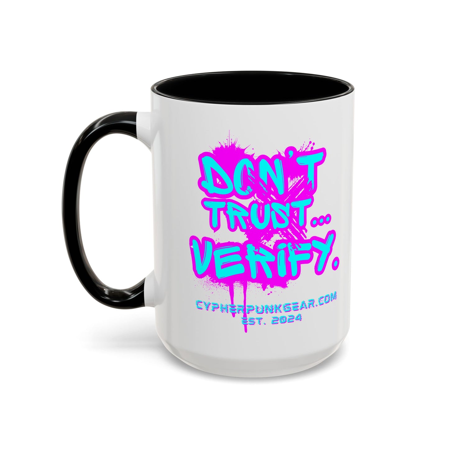Don't Trust...Verify. White Accent Mug by cypherpunkgear.com
