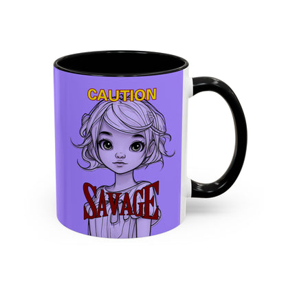 Caution, Savage Light Purple Accent Mug by cypherpunkgear.com