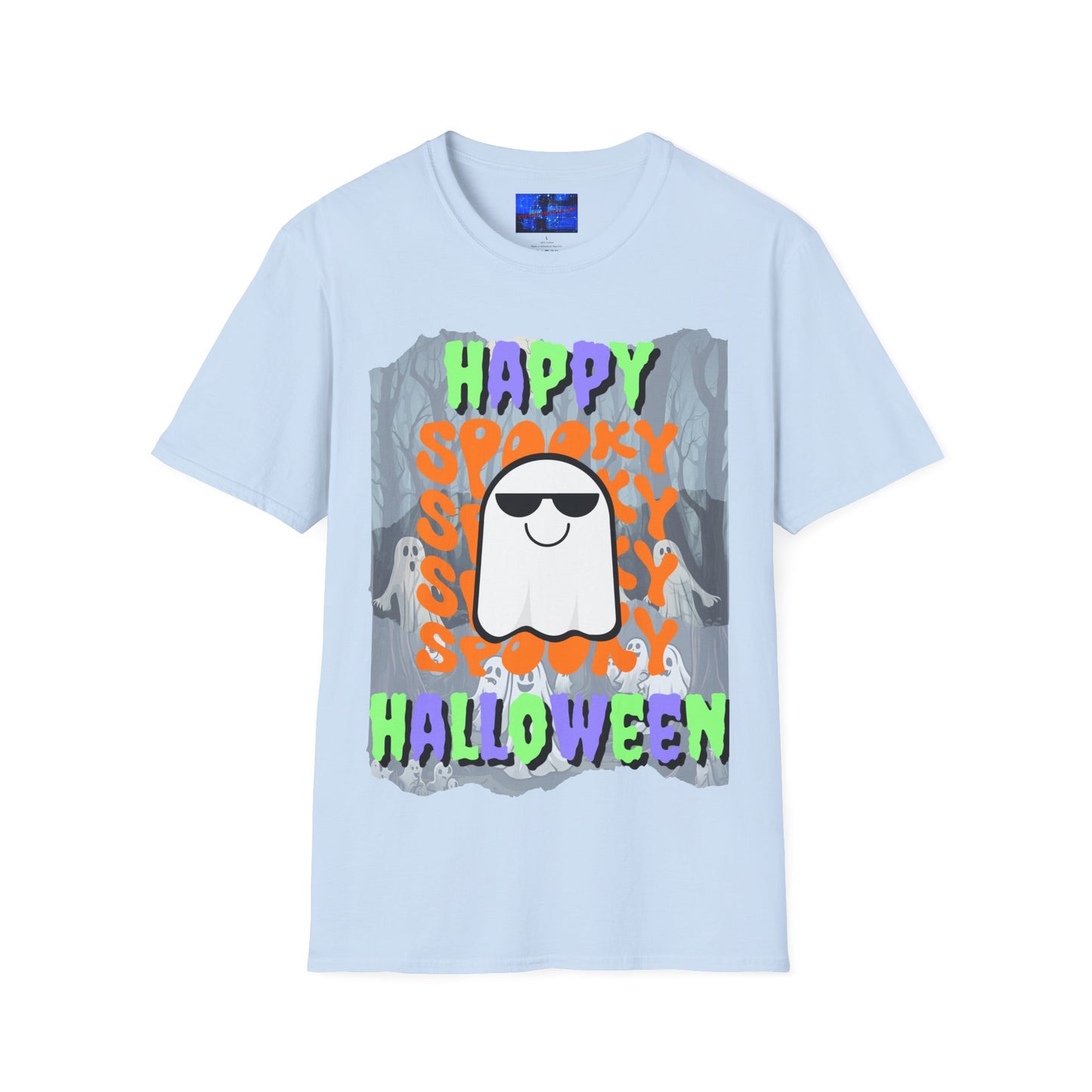 Spooky Happy Halloween Ghost MXfont Unisex T-Shirt by cypherpunkgear