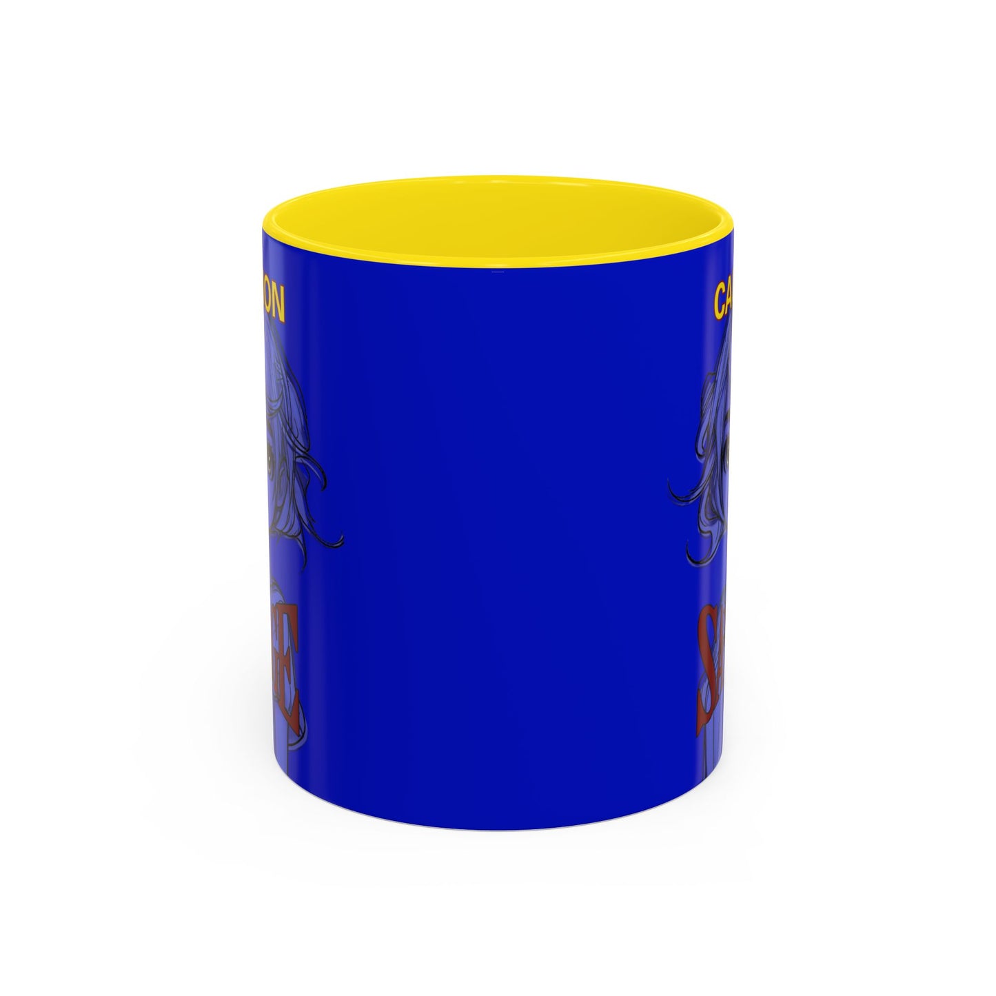 Caution, Savage Dark Blue Accent Mug by cypherpunkgear.com