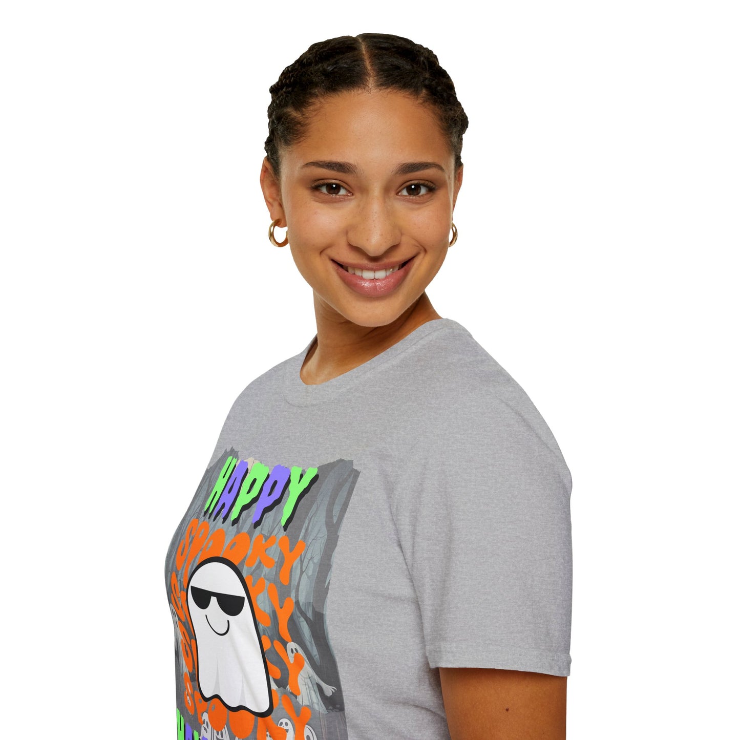 Spooky Happy Halloween Ghost Light colors Mixed font Unisex T-Shirt by CreepyCrafts.boo