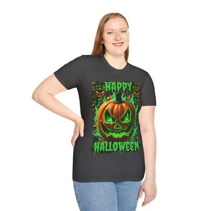 Happy Halloween Green Jack Dark colors Unisex T-Shirt by CreepyCrafts.boo
