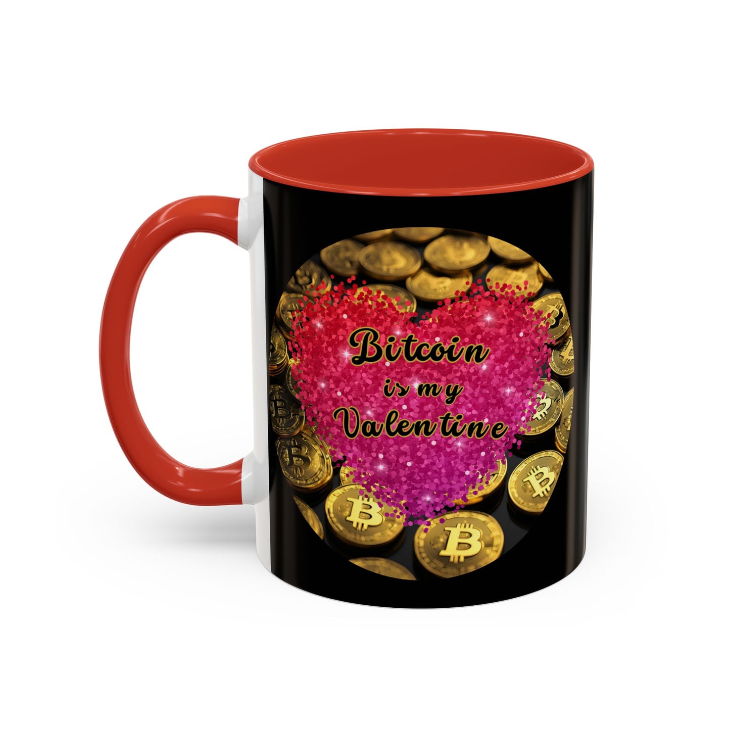 Bitcoin is My Valentine Black Accent Mug by cypherpunkgear.com