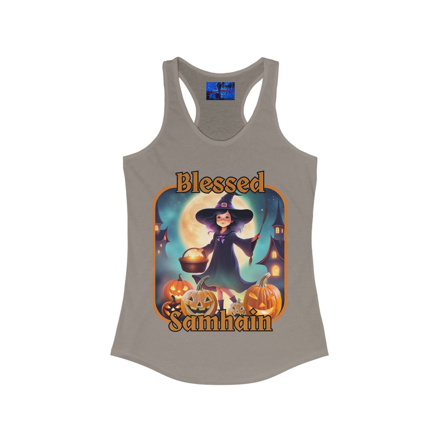 Blessed Samhain Little Witch ORfont Women's Racerback Tank Top by cypherpunkgear