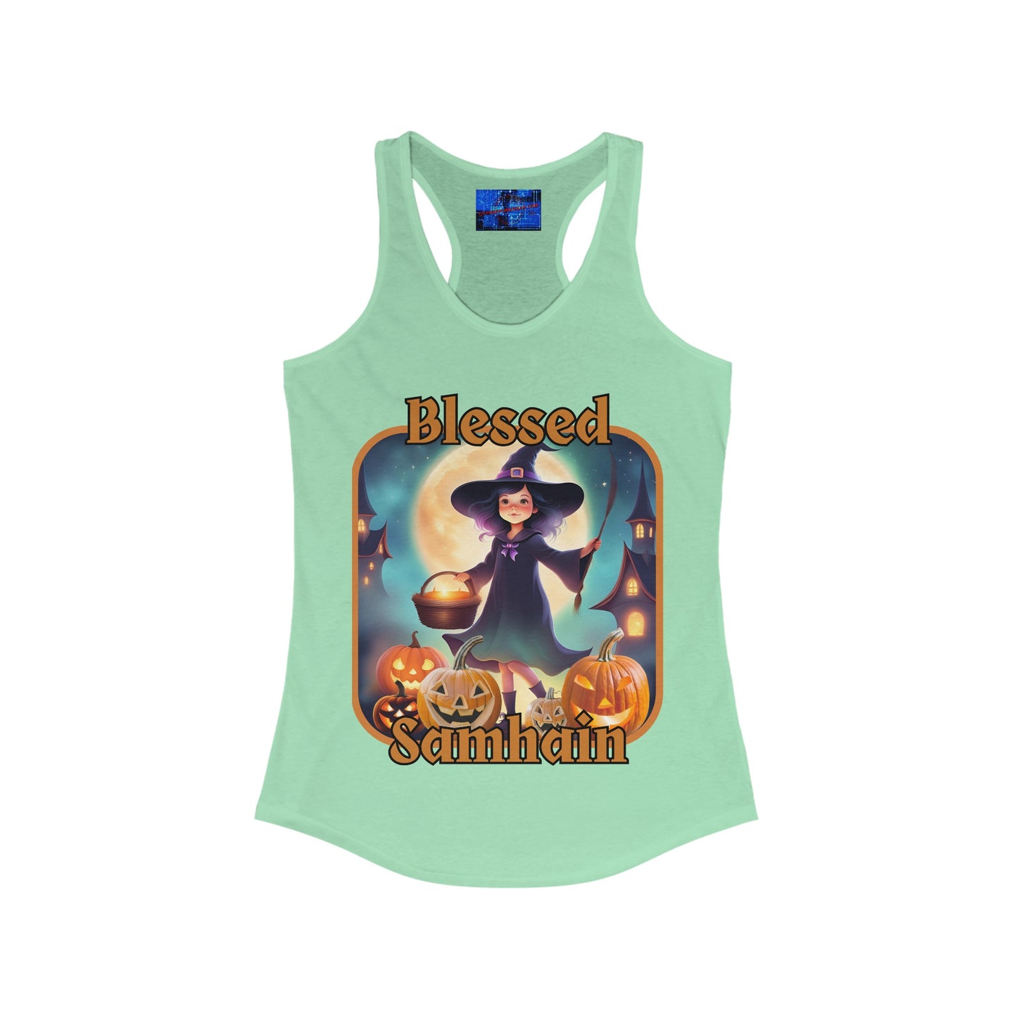 Blessed Samhain Little Witch ORfont Women's Racerback Tank Top by cypherpunkgear