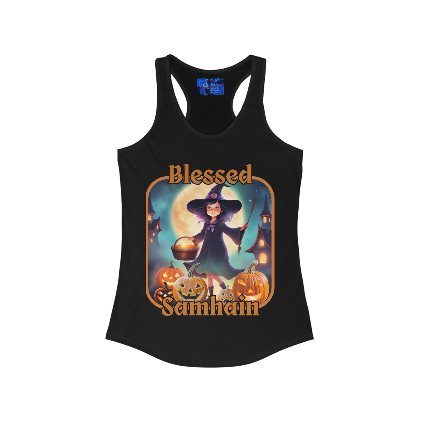 Blessed Samhain Little Witch ORfont Women's Racerback Tank Top by cypherpunkgear