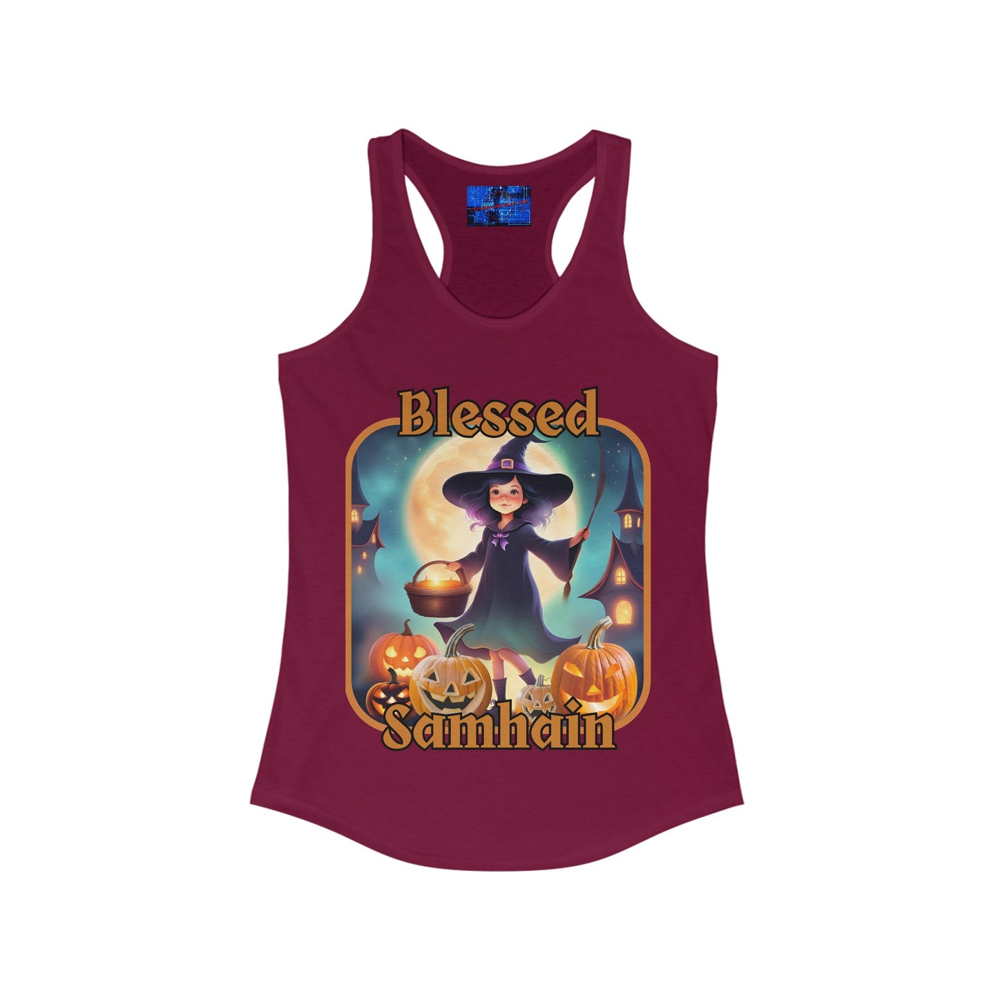 Blessed Samhain Little Witch ORfont Women's Racerback Tank Top by cypherpunkgear