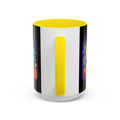 Blessed Samhain Little Witch Purple font Black Accent Mug by CreepyCrafts.boo