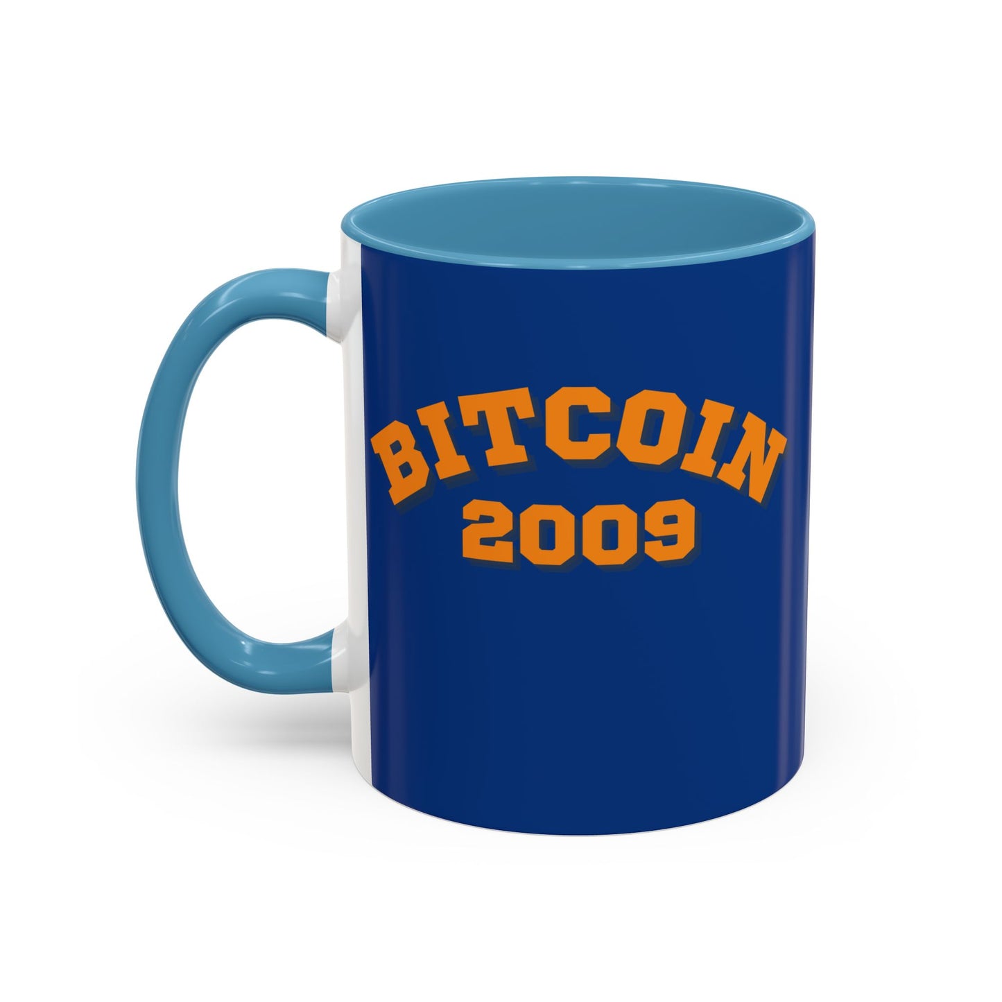 Bitcoin 2009 Dark Blue Accent Mug by cypherpunkgear.com