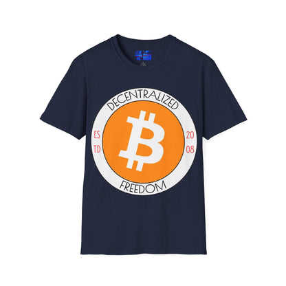 Bitcoin Decentralized Freedom Dark colors Unisex T-Shirt by cypherpunkgear.com