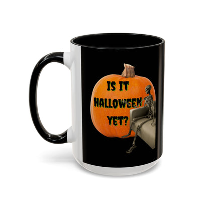 Is it Halloween yet? Skeleton's Giant Pumpkin Black Accent Mug by CreepyCrafts.boo