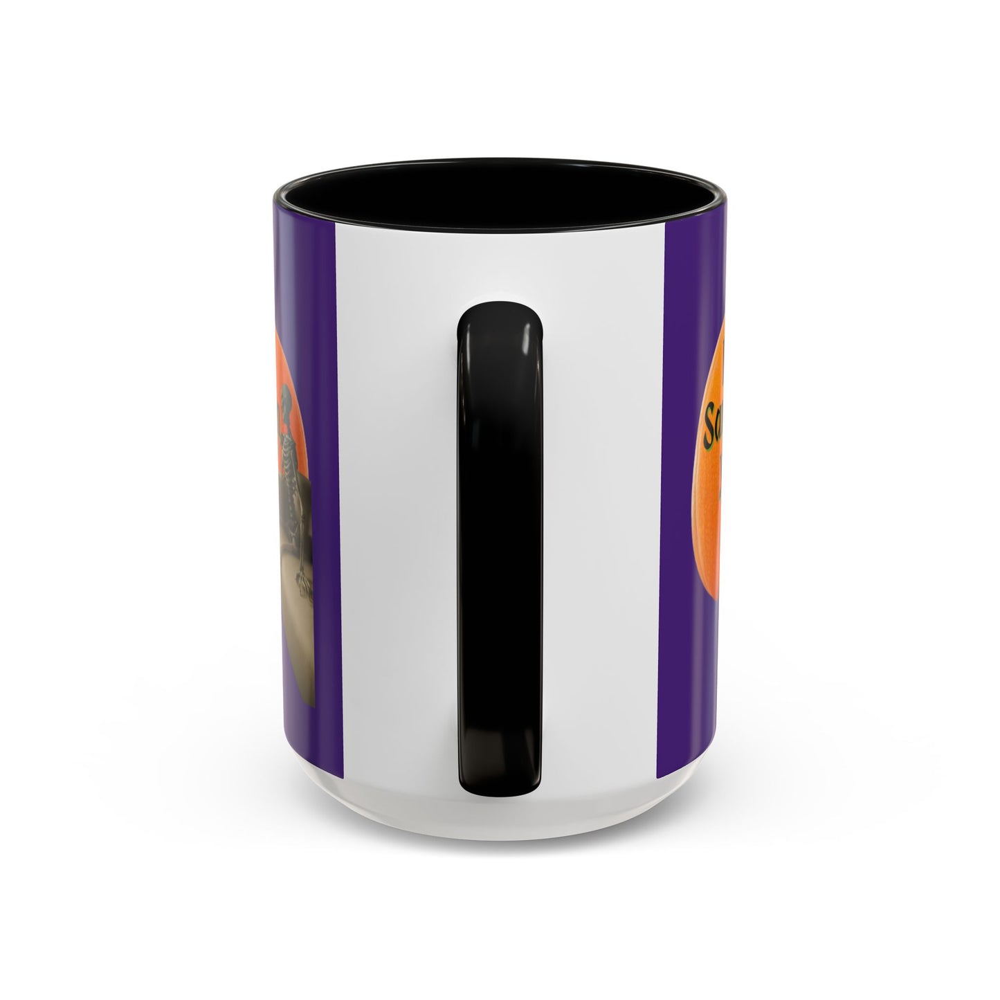 Is It Samhain Yet? Skeleton's Giant Pumpkin Purple Accent Mug by CreepyCrafts.boo
