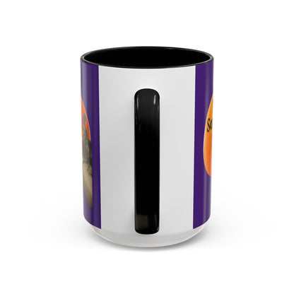Is It Samhain Yet? Skeleton's Giant Pumpkin Purple Accent Mug by CreepyCrafts.boo