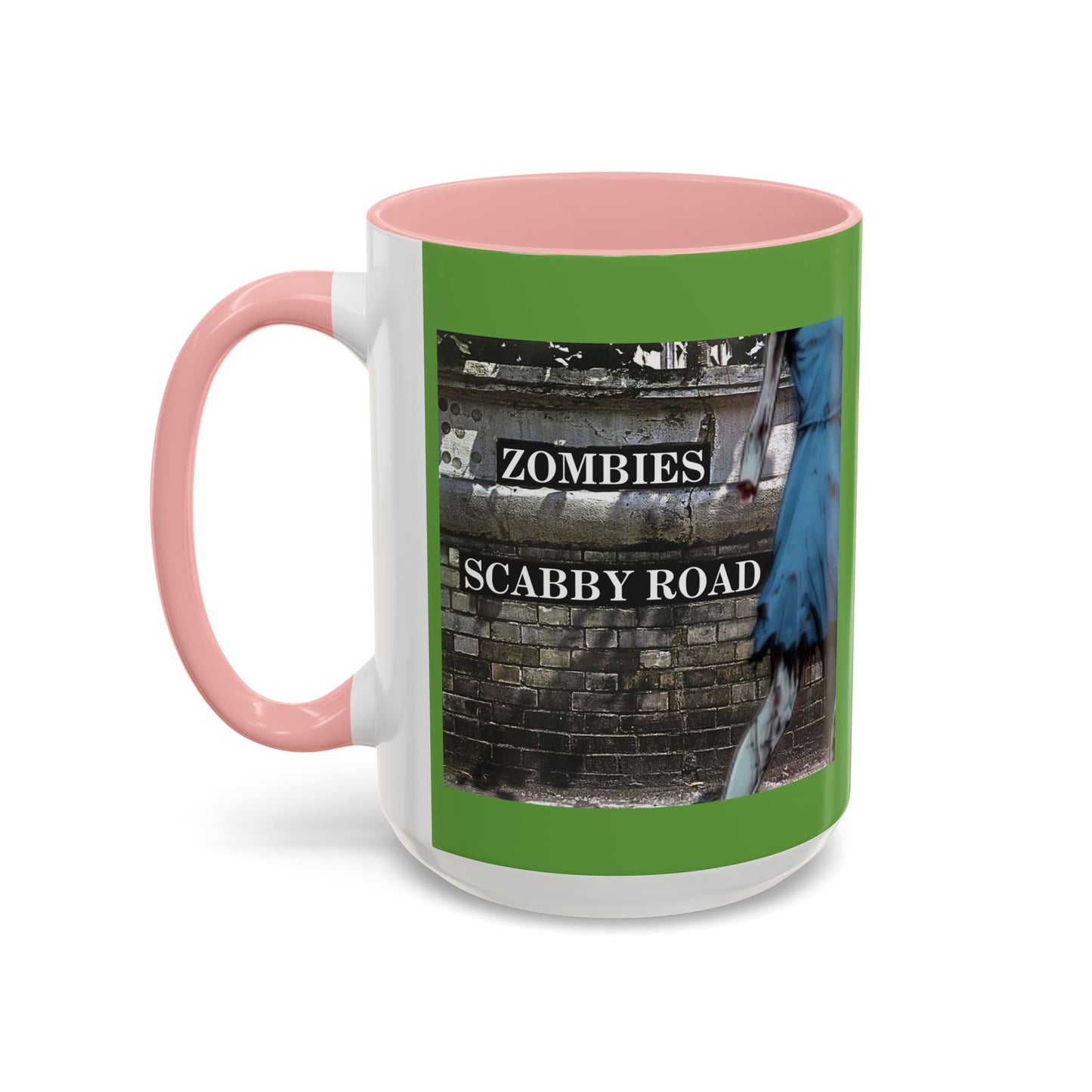 2-sided, Scabby Road Green Accent Mug by CreepyCrafts.boo