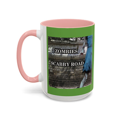 2-sided, Scabby Road Green Accent Mug by CreepyCrafts.boo