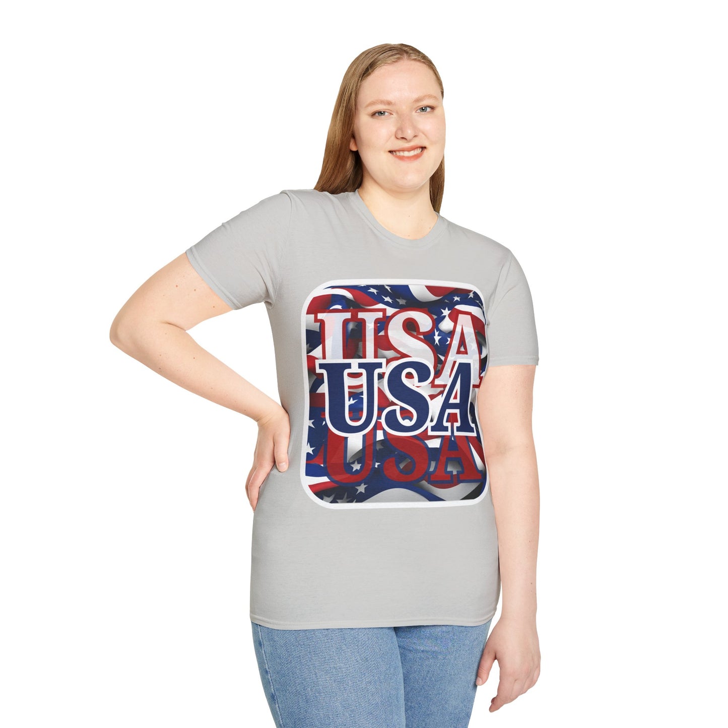 ¡EE.UU! ¡EE.UU! ¡EE.UU! ¡Patriota por cypherpunkgear! Camiseta unisex de estilo suave