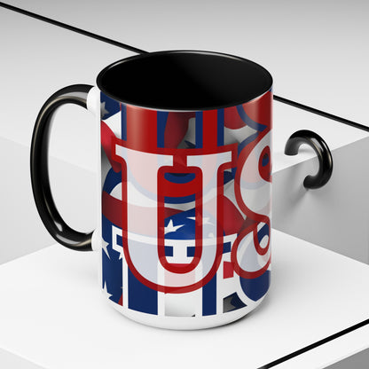 USA! USA! USA WHfont Patriot Accent Mug by cypherpunkgear